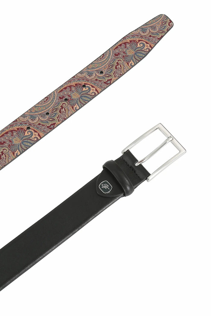 Men's leather belt 3.5 cm – with paisley back