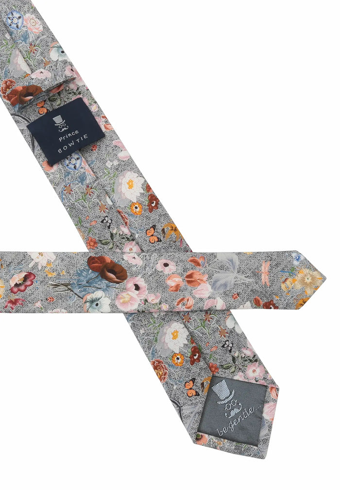 Men's tie made of silk & cotton – floral pattern (6.0 – 6.5 cm)
