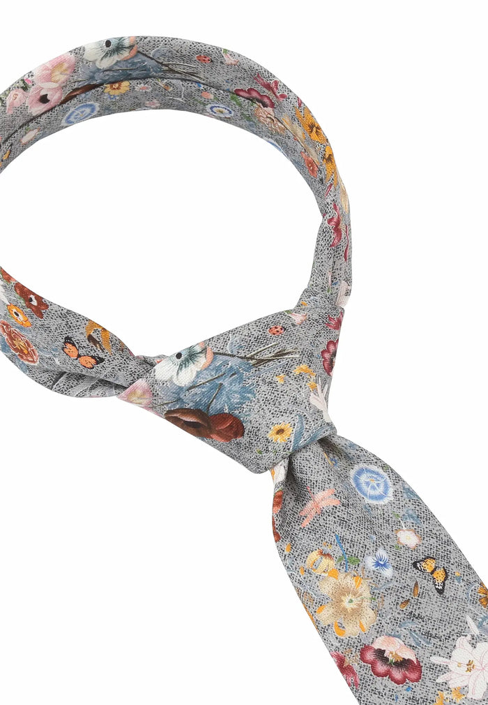Men's tie made of silk & cotton – floral pattern (6.0 – 6.5 cm)
