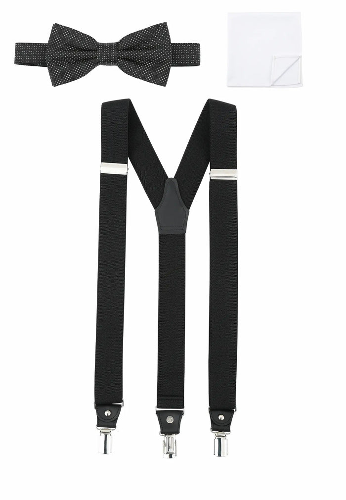 Men's suspender set with bow tie & pocket square – Picoté