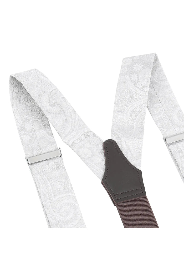 Men's Wedding Suspenders Set with Bow Tie & Pocket Square – Paisley