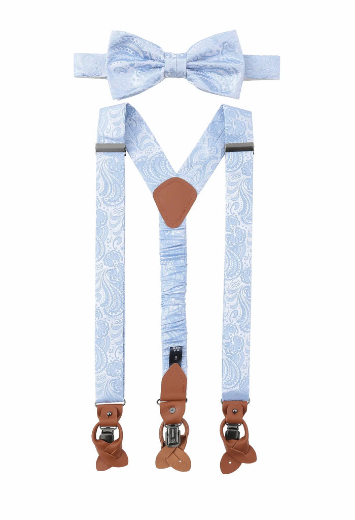 Men's suspender set with silk bow tie – Paisley