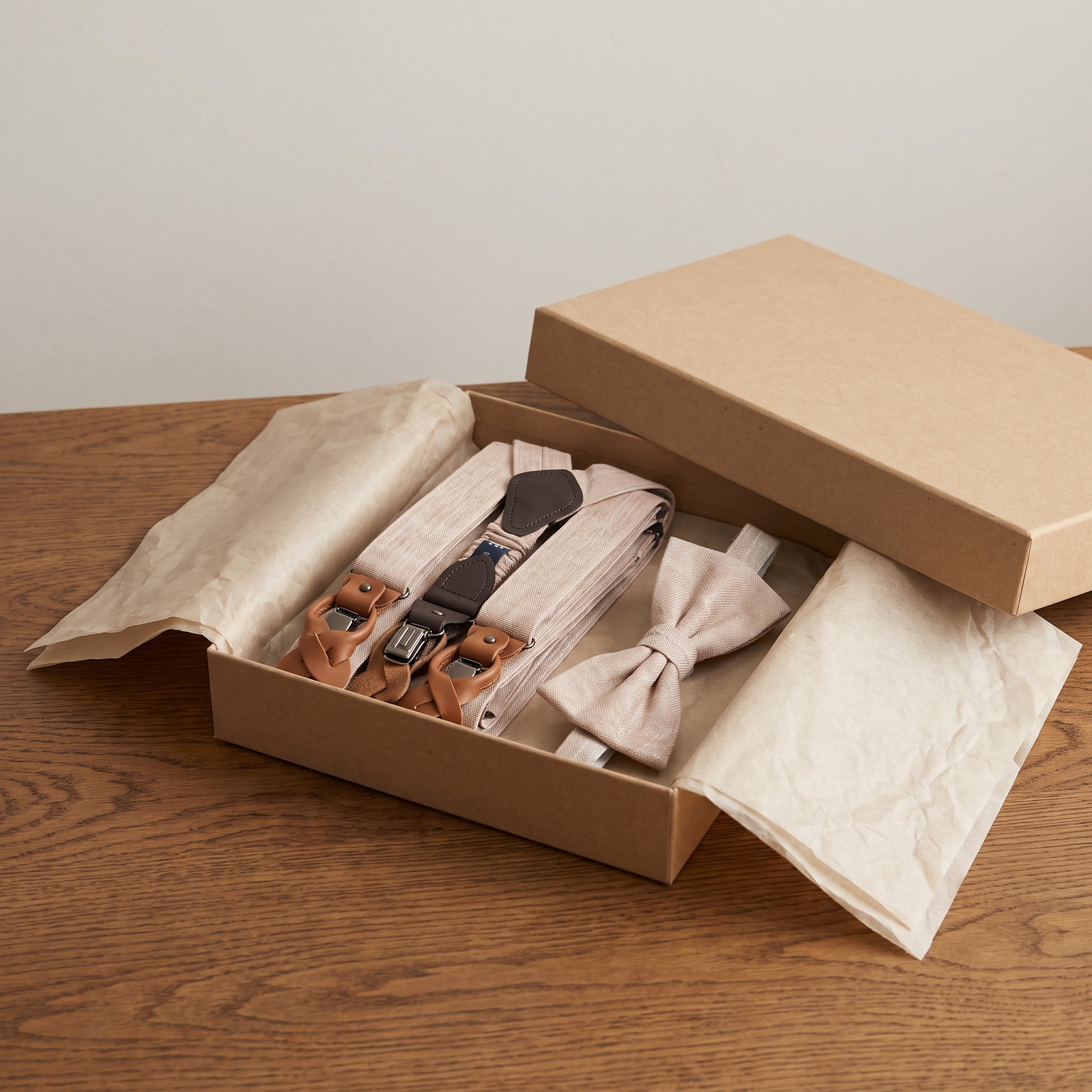 Geschenke bis 100 Euro - Hosentraeger Set mit Fliege im Geschenkkarton
