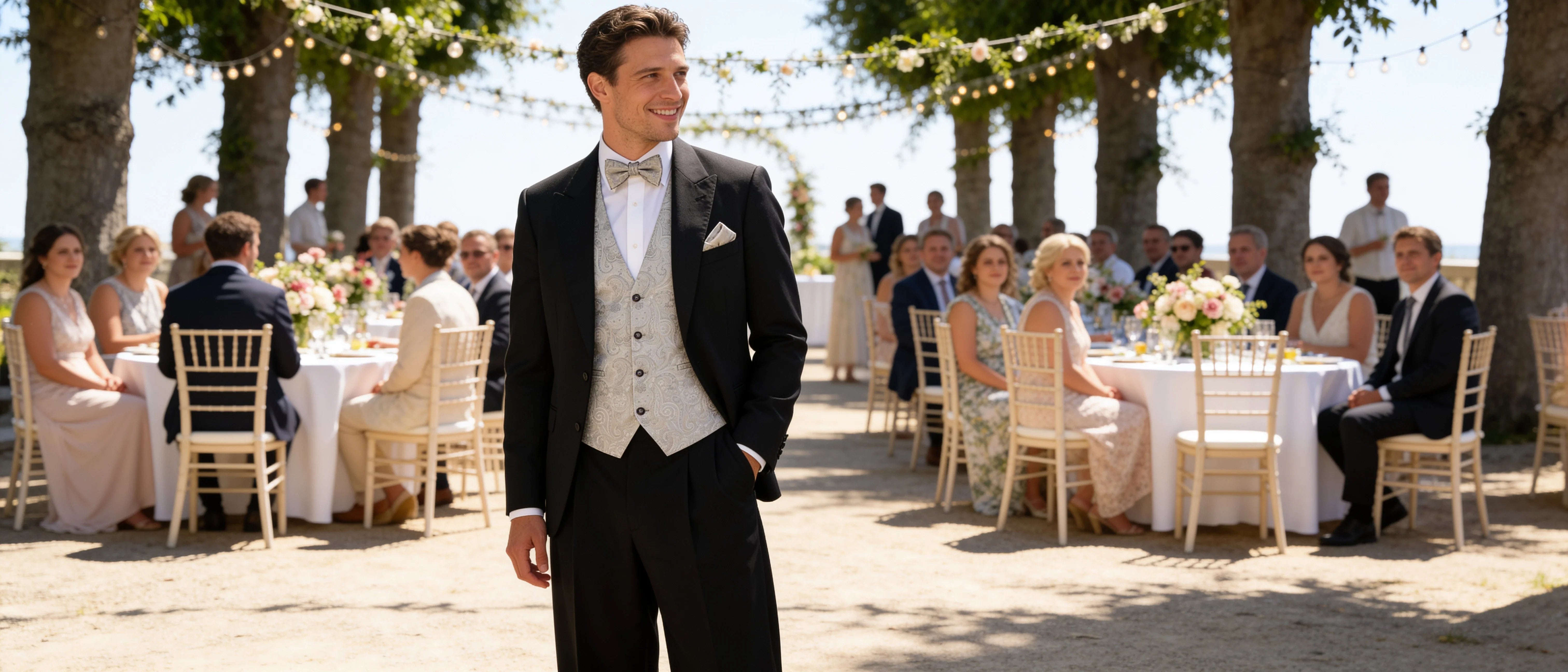 Sterlington – Hochzeitsweste mit Fliege und Einstecktuch