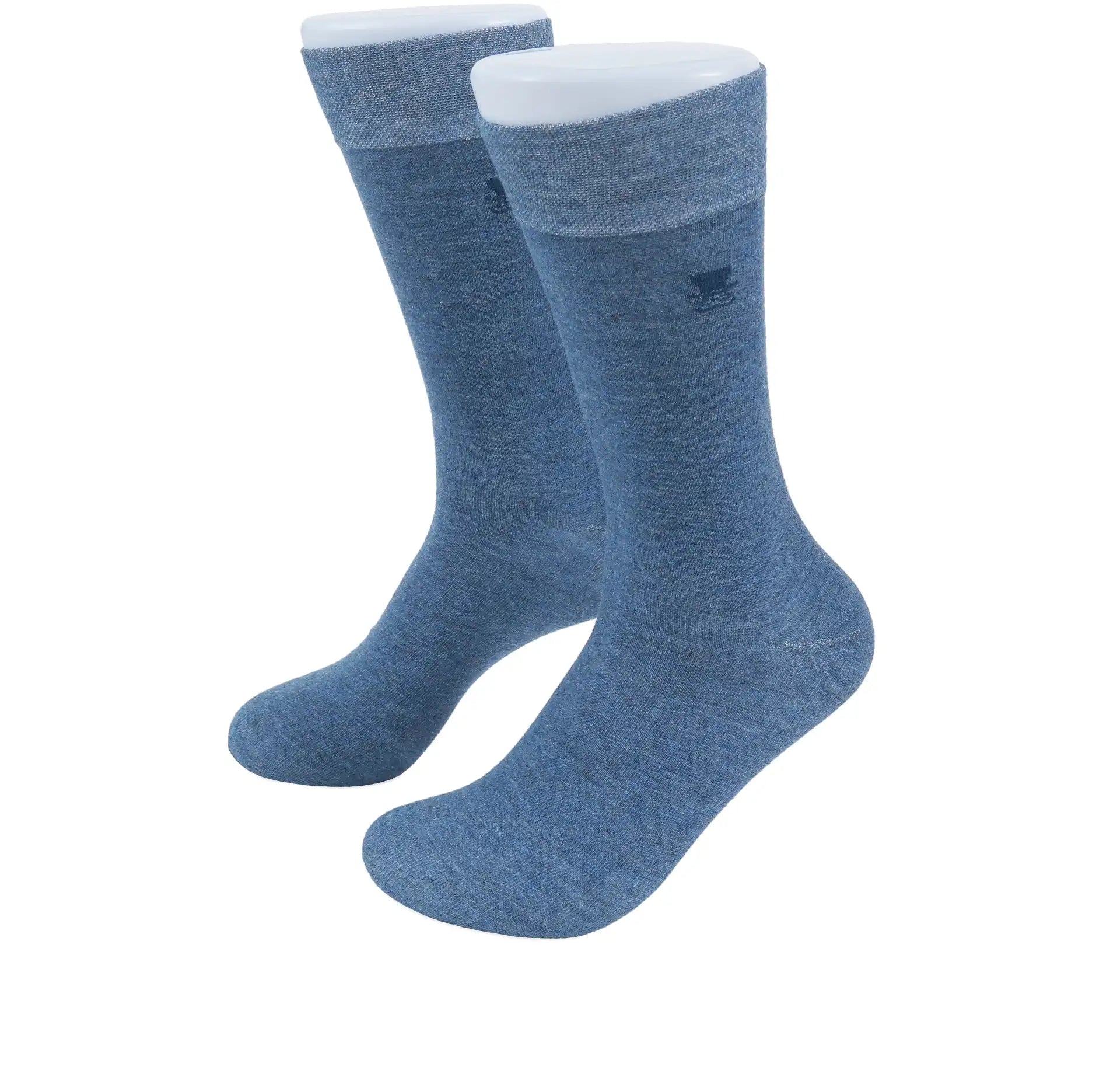 (Hellblau) Herren Socken Uni Baumwolle mit Prince Bowtie Logo – Trageansicht
