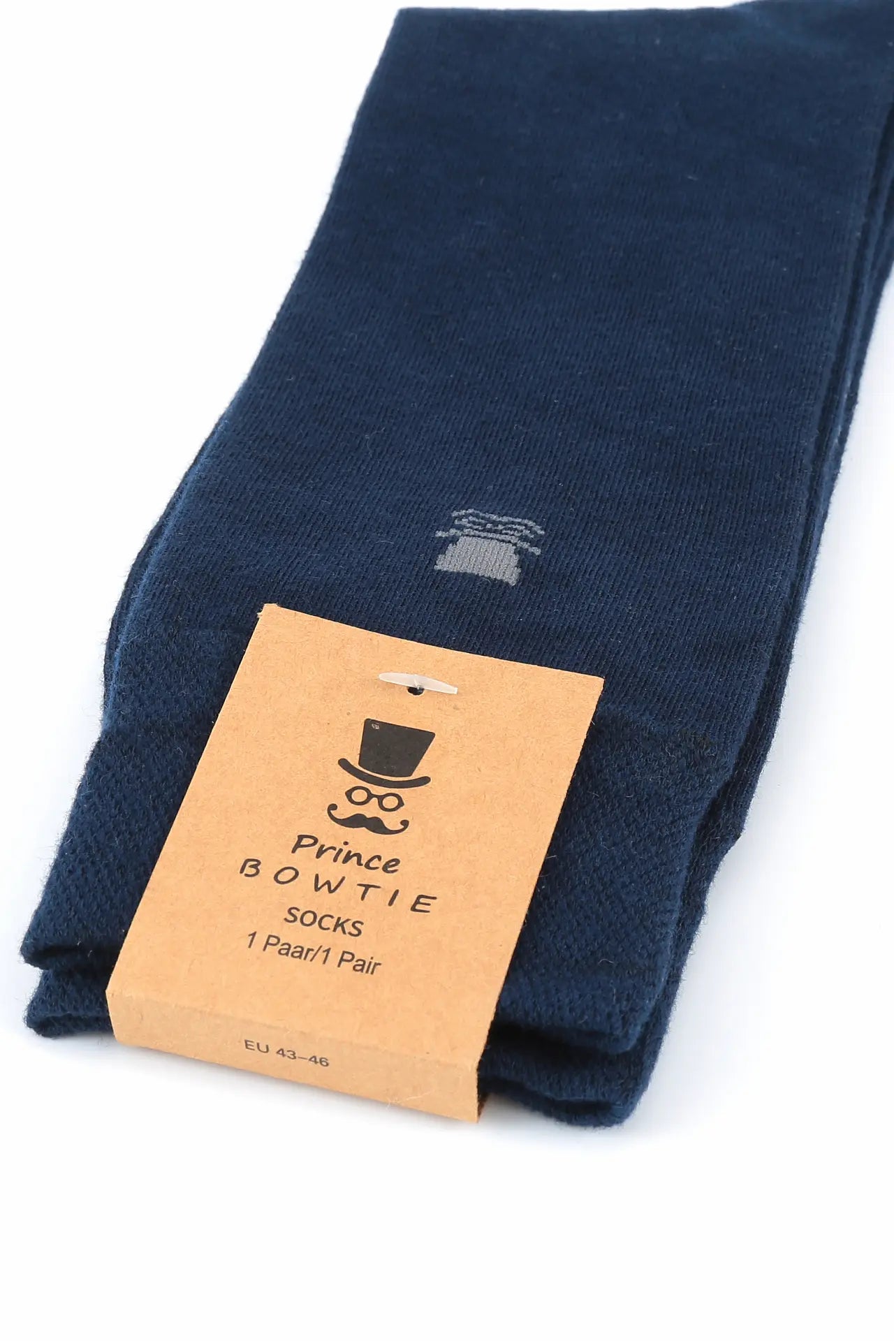(Dunkelblau) Herren Socken Uni mit Prince Bowtie Etikett – Verpackung