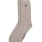 (Beige) Herren Socke Uni Baumwolle – Detailansicht Logo und Größe