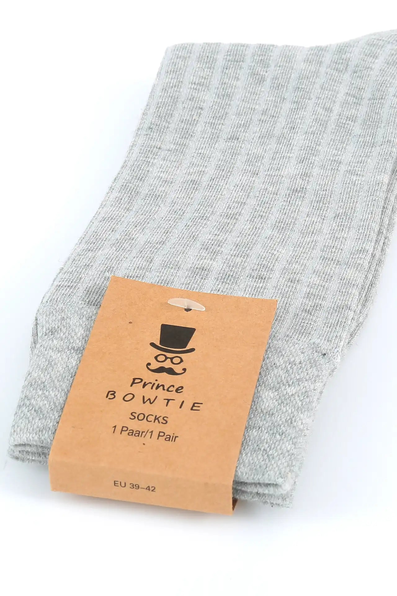 (Hellgrau) Herren Socken Rippstruktur mit Prince Bowtie Etikett – Verpackung