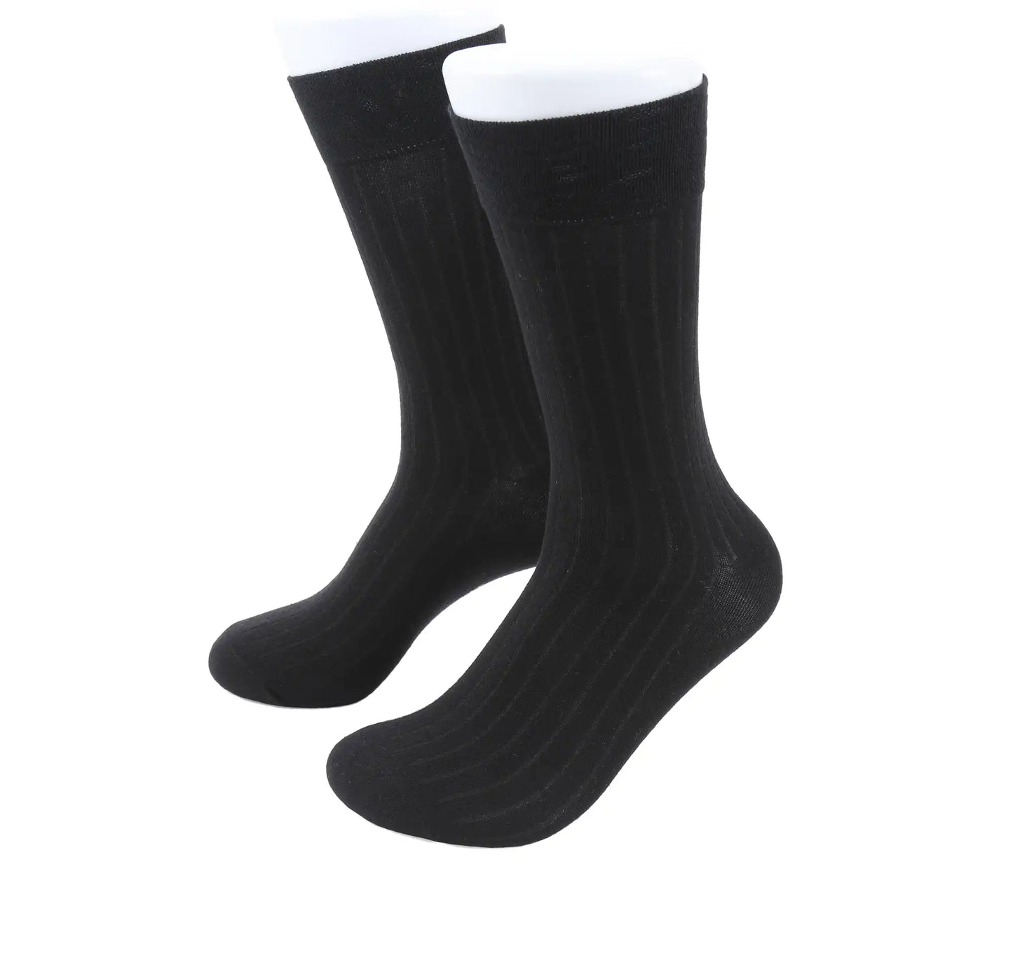(Schwarz) Herren Socken Rippstruktur Baumwolle – Trageansicht