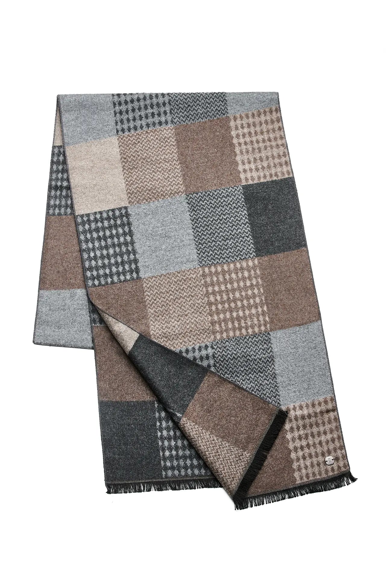 (Braun) Schal Herren Bambus Patchwork nachhaltig – gefaltet