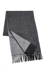 (Anthrazit) Kaschmirschal Herren Uni 100% Cashmere – gefaltet mit Fransen