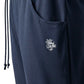 (Dunkelblau) Herren Lounge Hose – Detail Seitentasche und Onkel Charlie Print