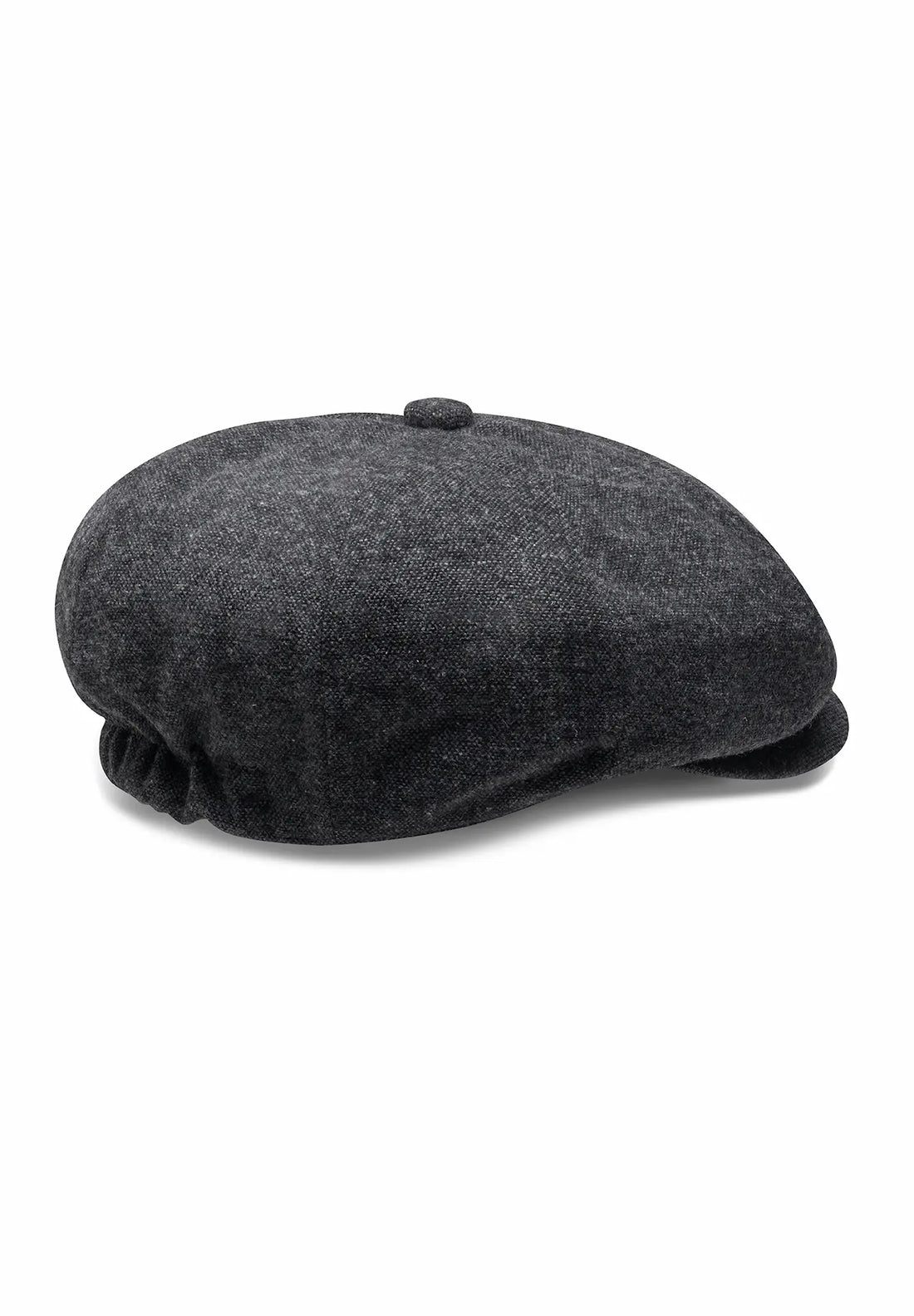 (Anthrazit) Ballonmütze Tweed Newsboy Cap – Detailansicht schräg