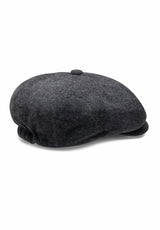 (Anthrazit) Ballonmütze Tweed Newsboy Cap – Detailansicht schräg