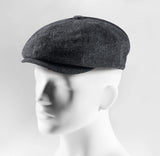 (Anthrazit) Ballonmütze Herren Tweed Newsboy Cap – Seitenansicht auf Mannequin