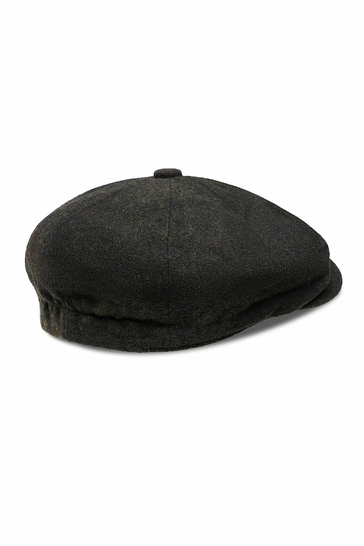 (Dunkelgrün) Ballonmütze Herren Tweed – Draufsicht 8-Panel