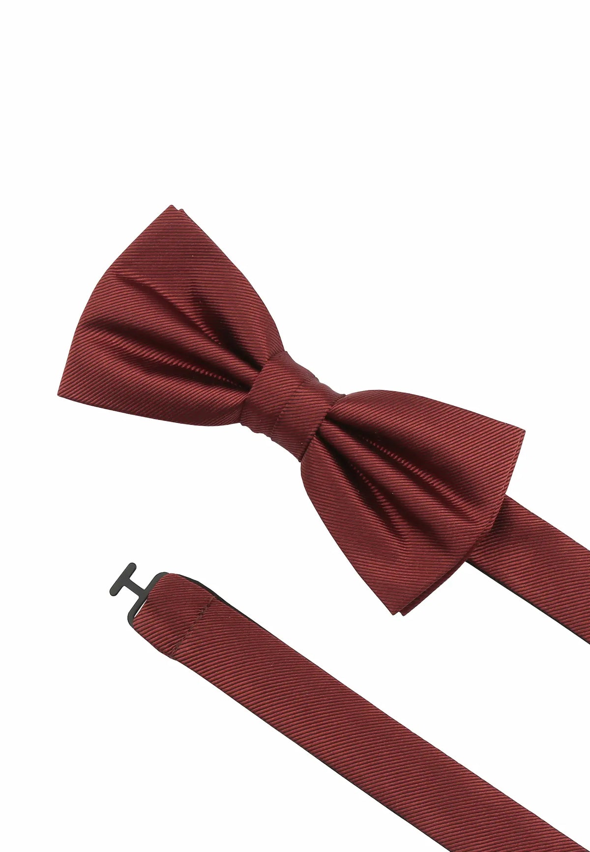 (Ziegel) Vorgebundene Fliege, Detailansicht Knoten und verstellbares Band