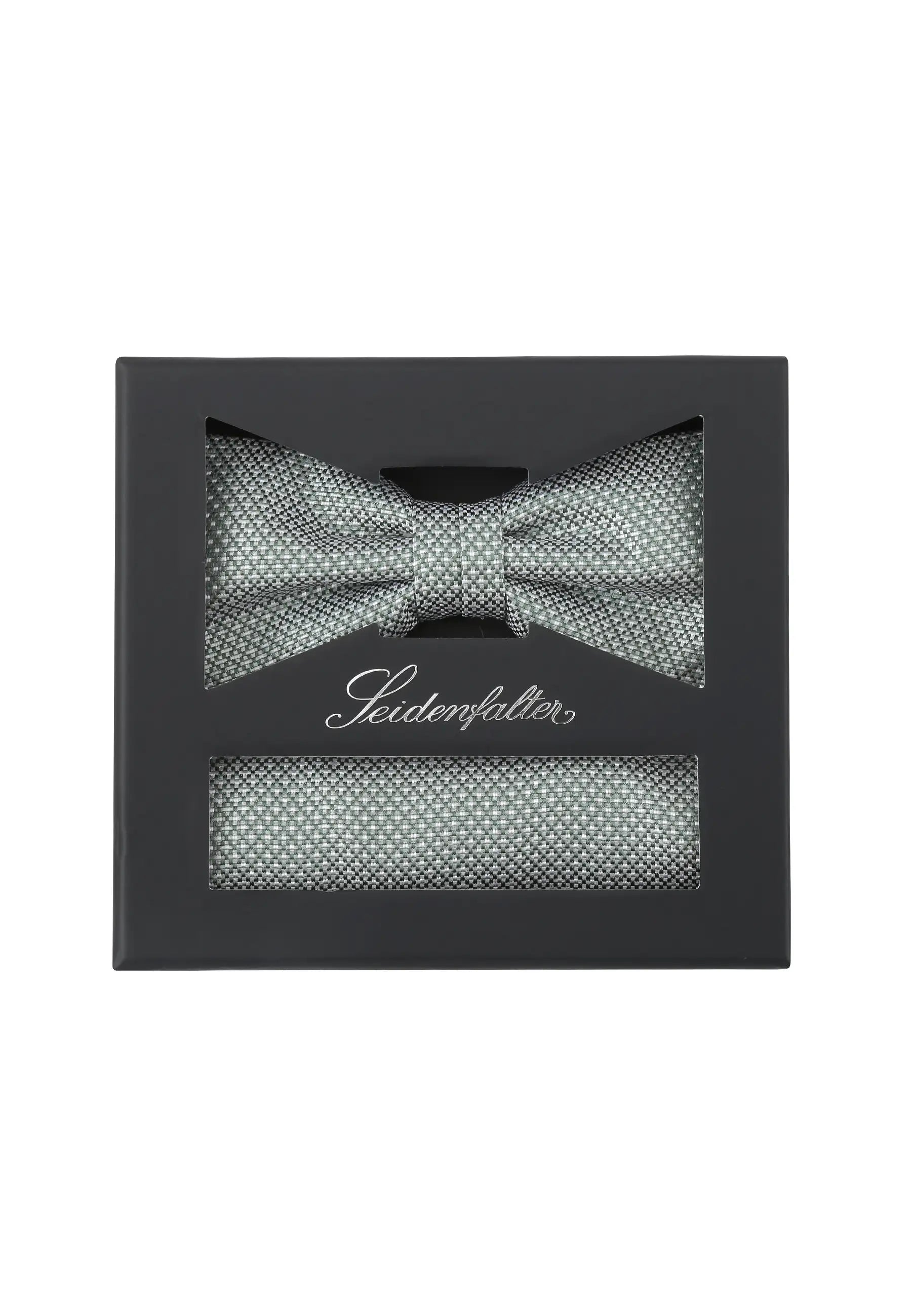 (Mint) Fliege und Einstecktuch Set aus Seide in Geschenkbox, Feinstruktur