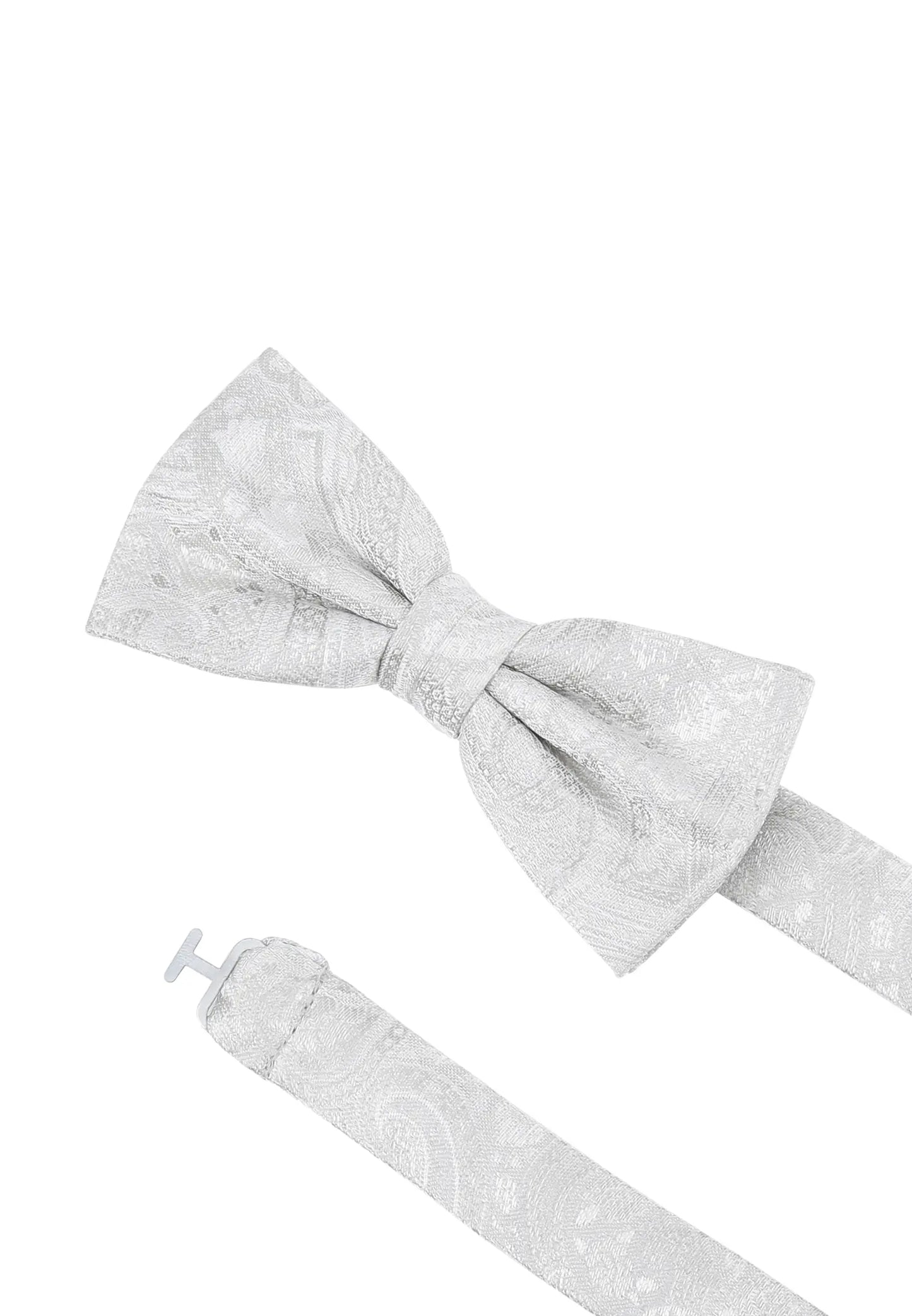 (Champagner) Fliege Hochzeit Paisley Seide – Detailansicht mit verstellbarem Größenband