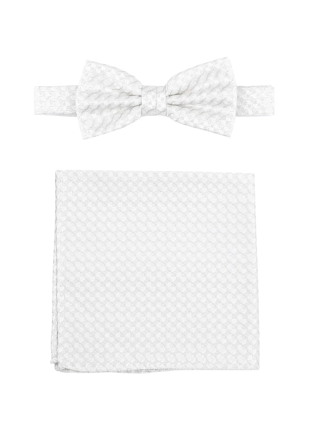 (Champagner) Fliege und Einstecktuch Set Hochzeit Kreise – Fliege und Tuch ausgelegt