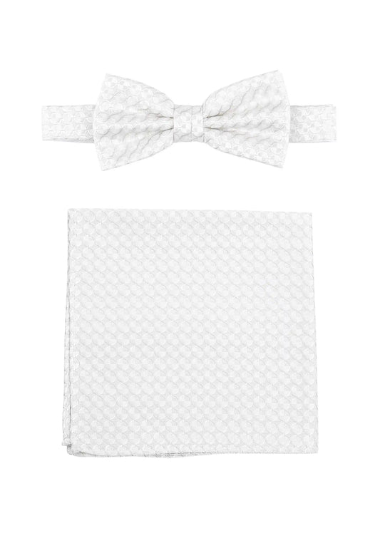(Champagner) Fliege und Einstecktuch Set Hochzeit Kreise – Fliege und Tuch ausgelegt