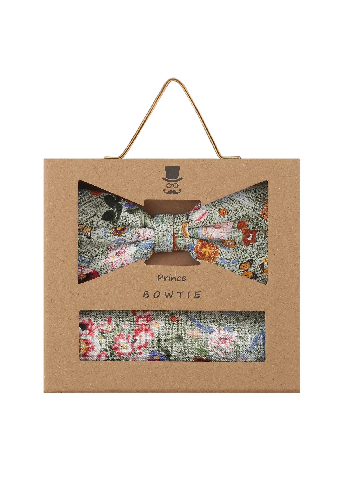 (Grün) Fliege Einstecktuch Set Herren Blumenmuster – Geschenkverpackung