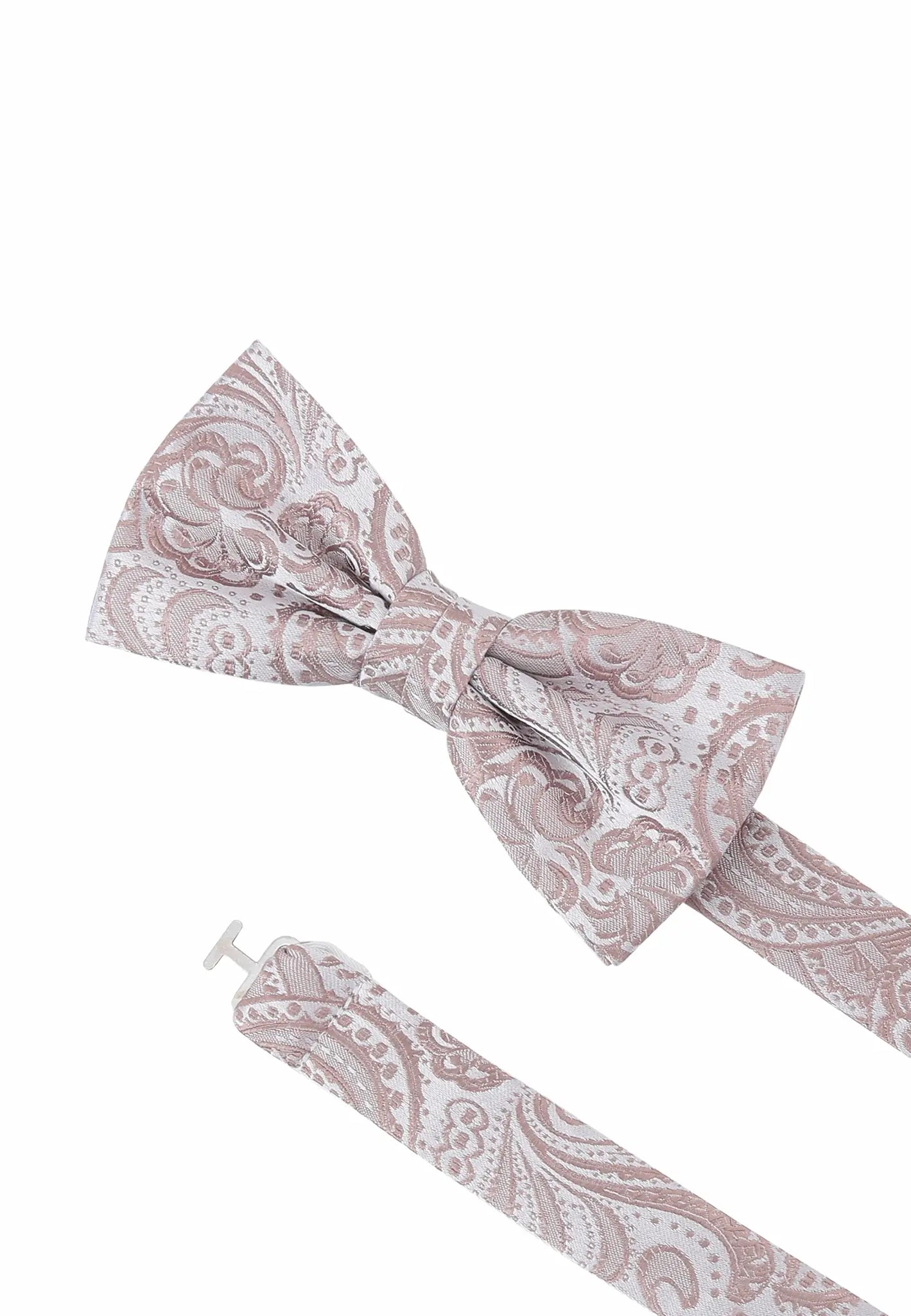 (Altrosa) Fliege Paisley Seide – Detailansicht mit verstellbarem Größenband