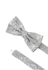 (Mint) Fliege Paisley Seide – Detailansicht mit verstellbarem Größenband