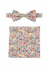(Bunt) Fliege Einstecktuch Set Herren Blumenmuster Baumwolle – Gesamtansicht