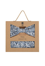 (Hellblau) Fliege Einstecktuch Set Blumenmuster – Geschenkverpackung Prince Bowtie