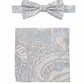 (Grau) Fliege Einstecktuch Set Herren Paisley Baumwolle – Gesamtansicht