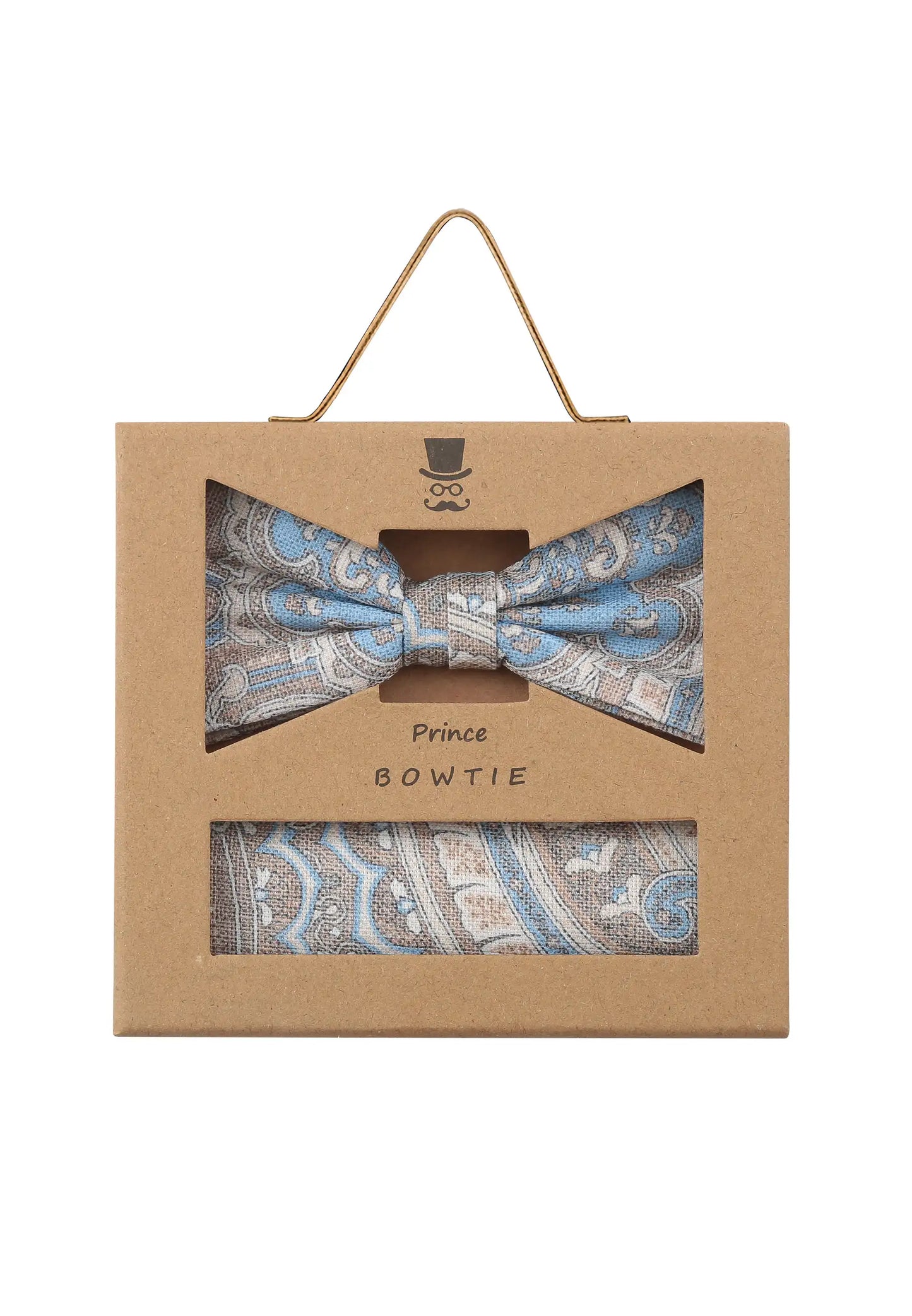 (Beige) Fliege Einstecktuch Set Paisley-Muster – Geschenkverpackung Prince Bowtie