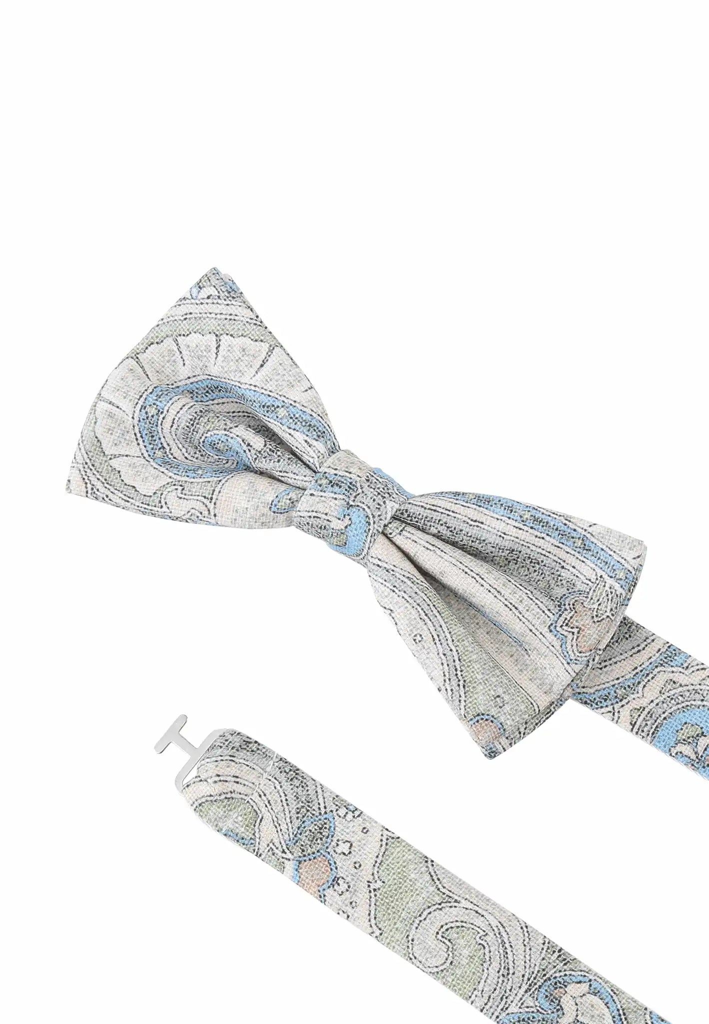 (Grün) Fliege Paisley-Muster Baumwolle – Detailansicht mit verstellbarem Größenband