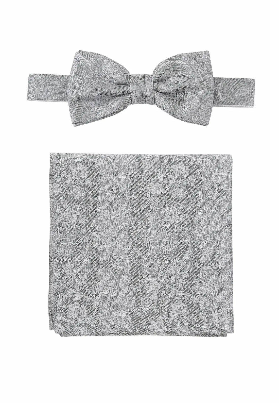 (Mint) Fliege Einstecktuch Set Herren Paisley Seide – Gesamtansicht