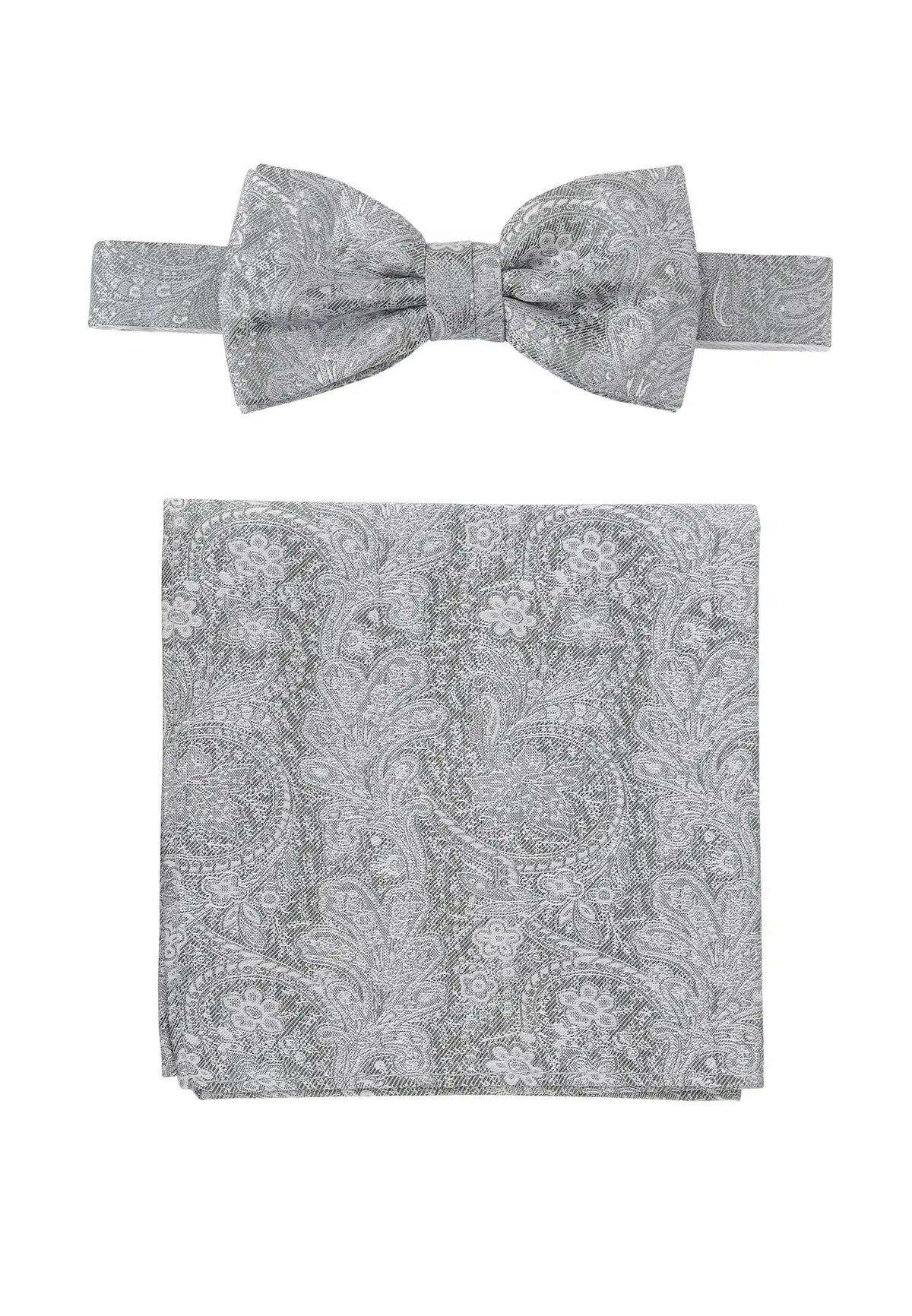 (Mint) Fliege Einstecktuch Set Herren Paisley Seide – Gesamtansicht