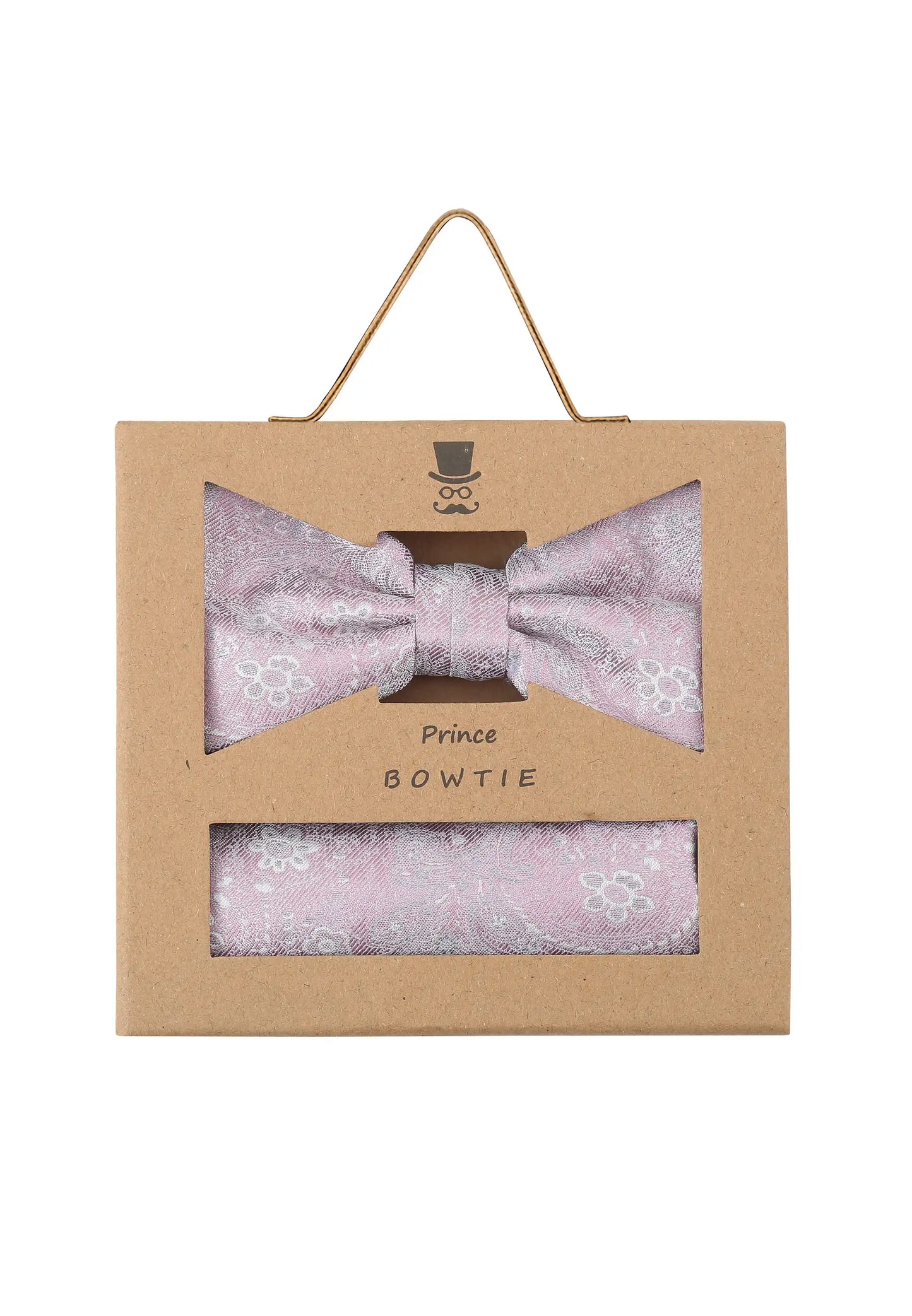 (Rosa) Fliege Einstecktuch Set Paisley Seide – Geschenkverpackung Prince Bowtie