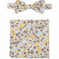(Beige) Fliege Einstecktuch Set Herren Blumenmuster Baumwolle – Gesamtansicht