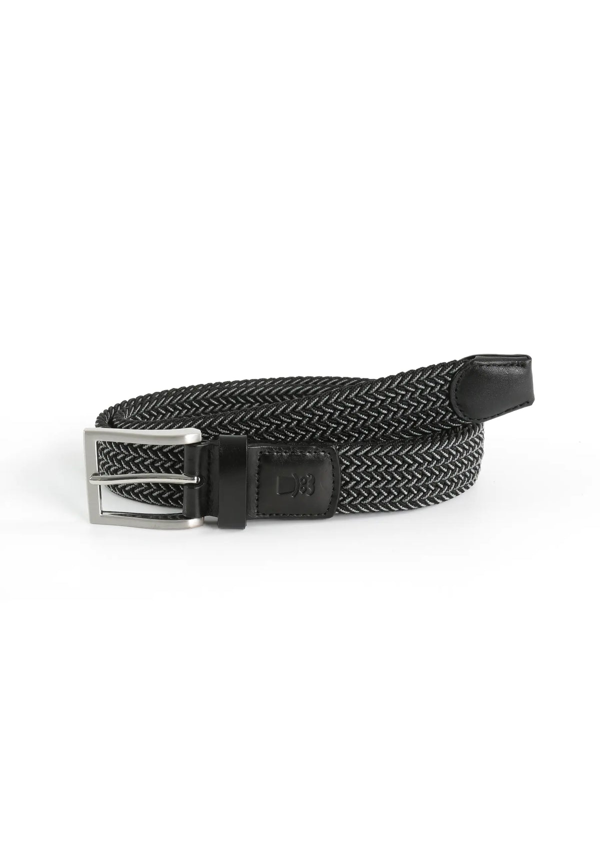(Schwarz) Flechtgürtel Herren elastisch – geflochtener Stretchgürtel aufgerollt