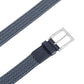 (Dunkelblau) Elastischer Flechtgürtel 3,5 cm – Schnalle und Lederspitze Detailansicht