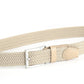 (Beige) Elastischer Flechtgürtel 3,5 cm – Schnalle und Lederspitze Detailansicht