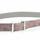 (Grau) Gürtel in geöffneter Lage mit Wechsel zwischen Glattleder und Paisleymuster