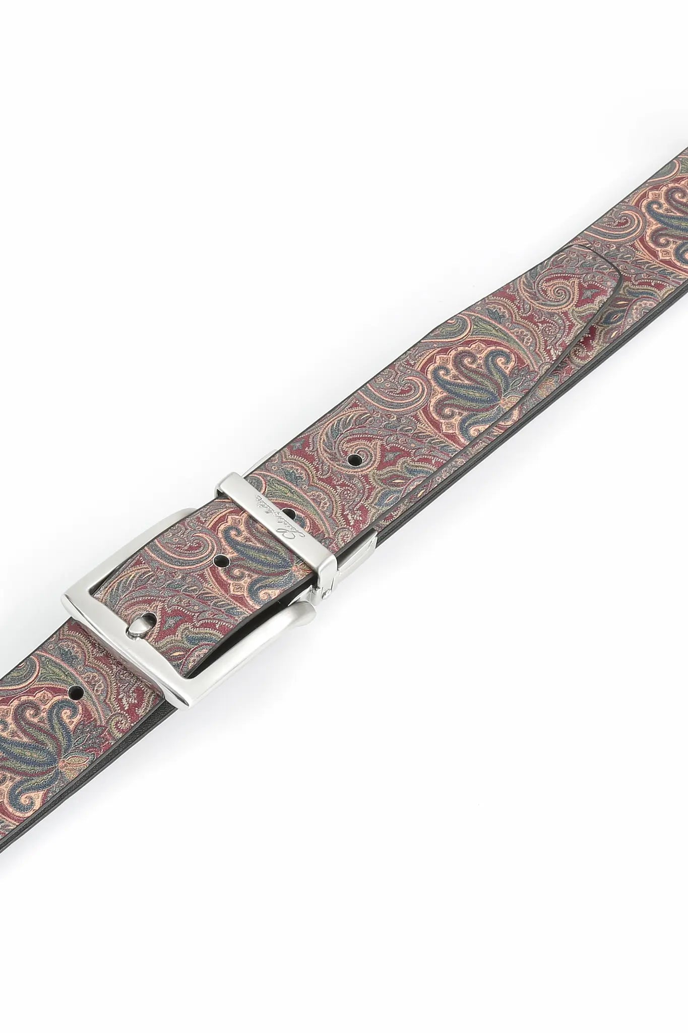 (Schwarz) Detail der Paisley-Innenseite mit Kontrast zur schwarzen Lederschlaufe