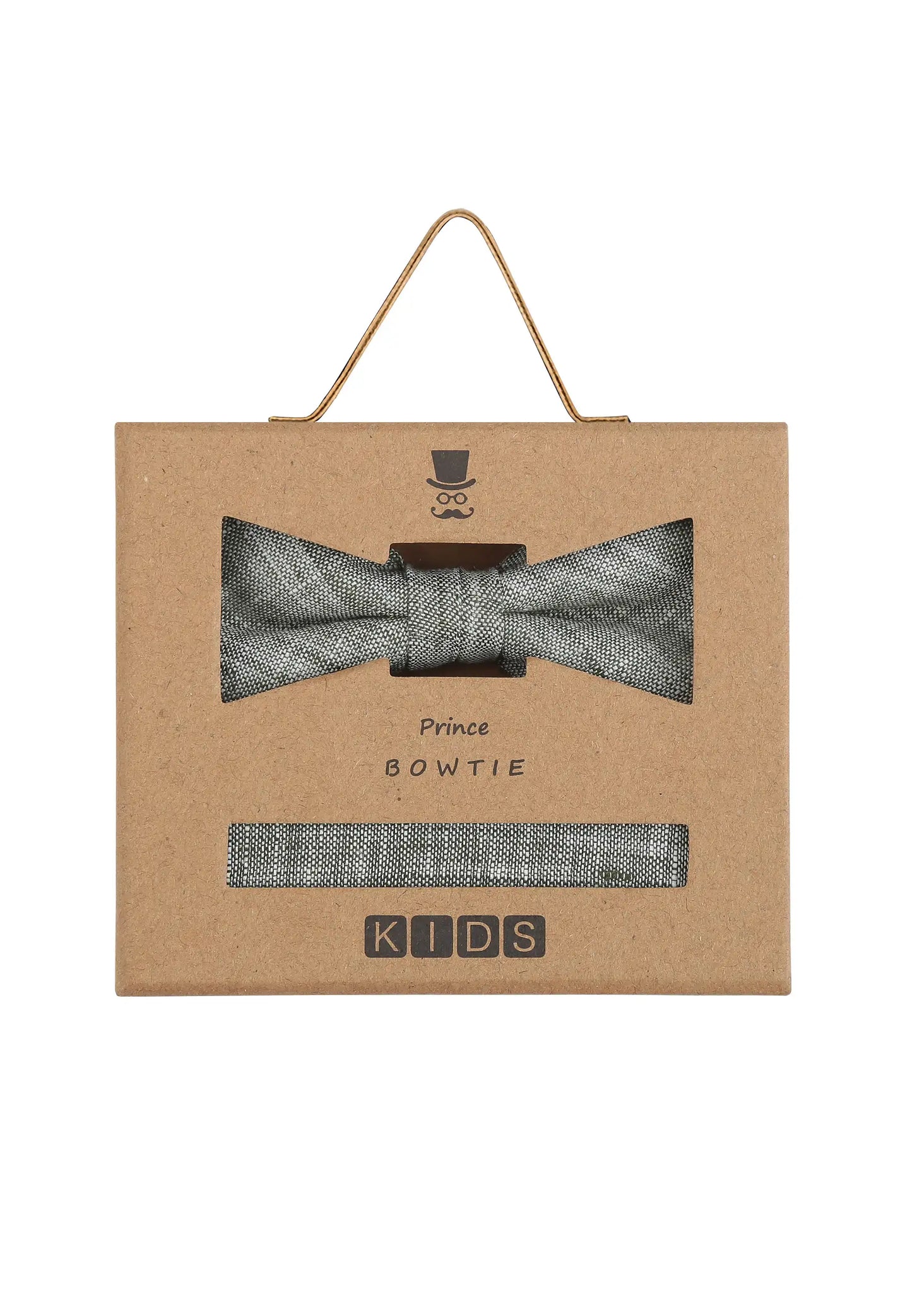 (Mint) Kids Fliege Einstecktuch Set Leinen – Geschenkverpackung Prince Bowtie