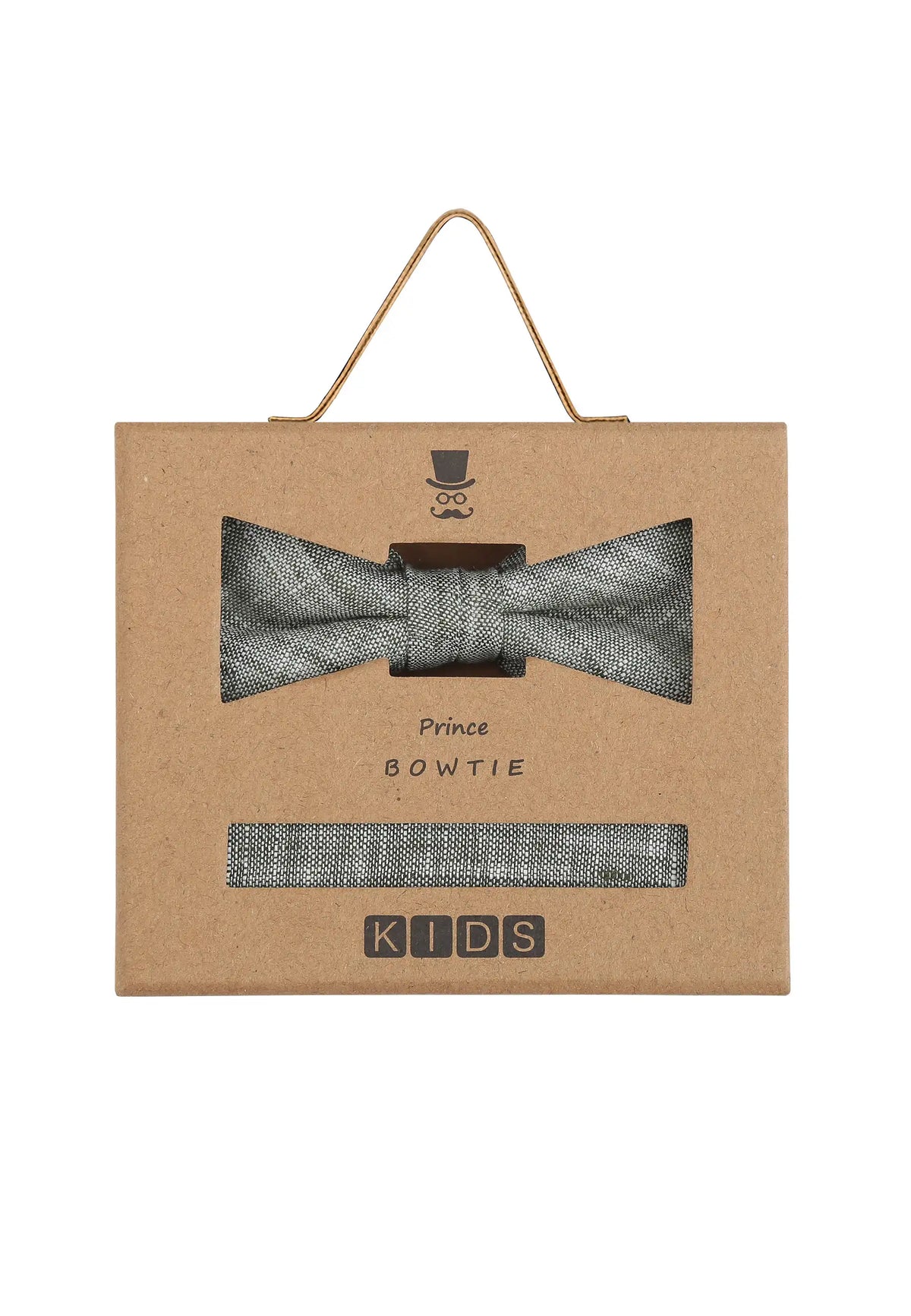 (Mint) Kids Fliege Einstecktuch Set Leinen – Geschenkverpackung Prince Bowtie