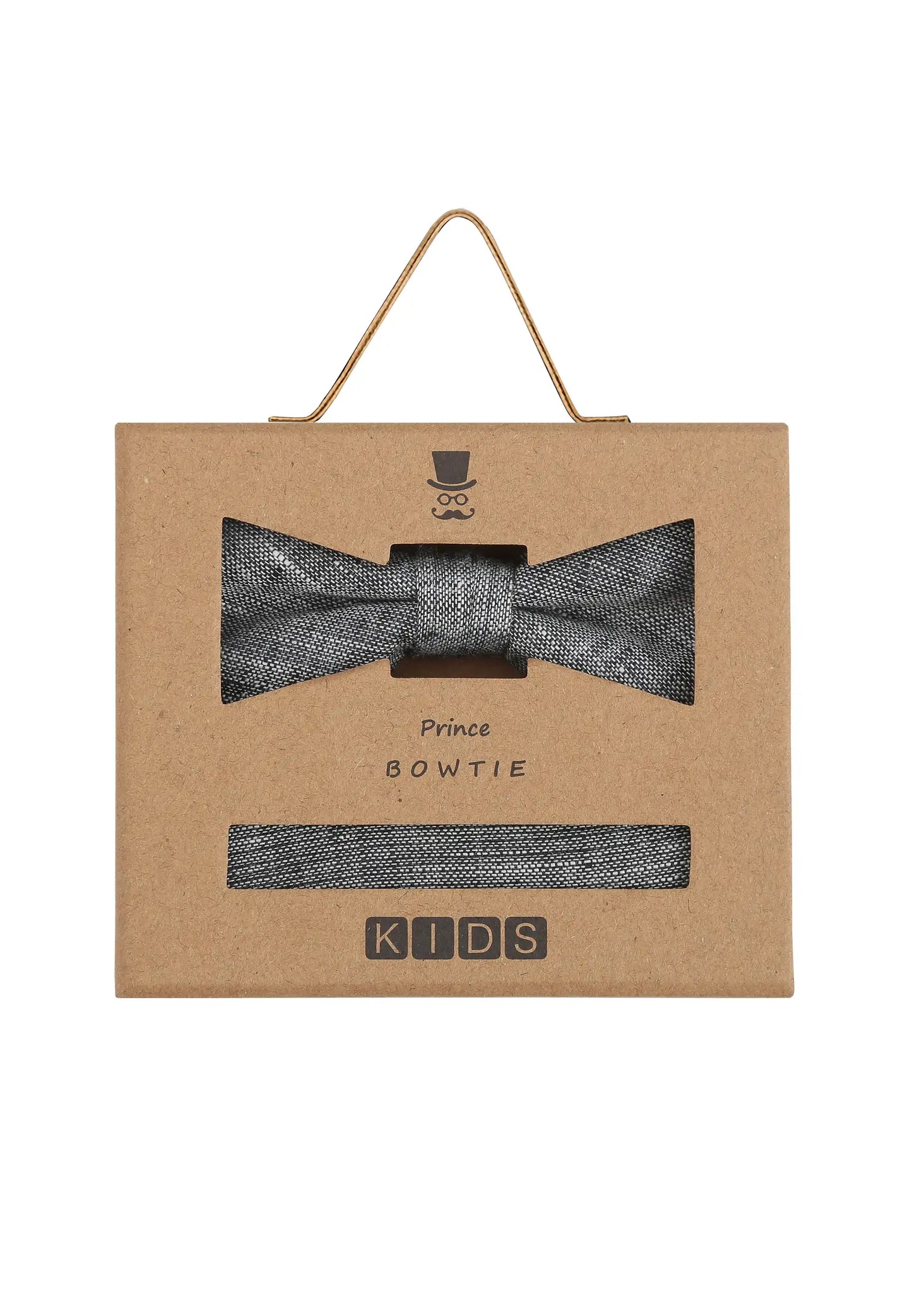 (Grau) Kids Fliege Einstecktuch Set Leinen – Geschenkverpackung Prince Bowtie