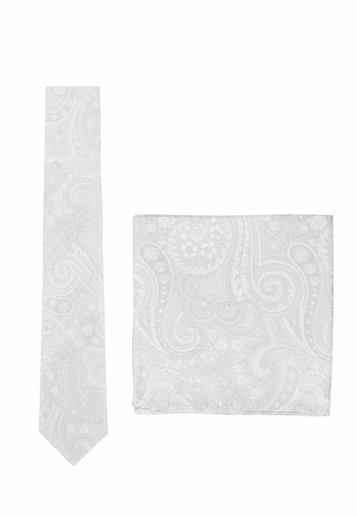 Wedding tie and pocket square set for men in silk – Paisley