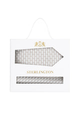 (Beige) Krawatte Einstecktuch Set Kreise Seide – Sterlington Geschenkbox Frontalansicht