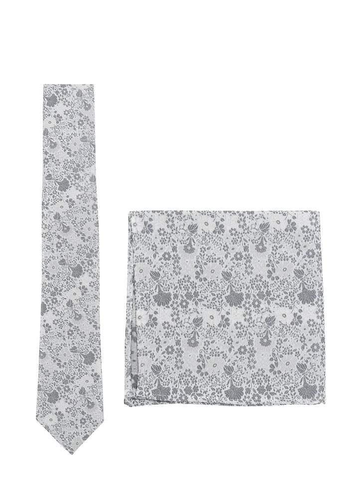 Wedding tie and pocket square set for men in silk – Floral