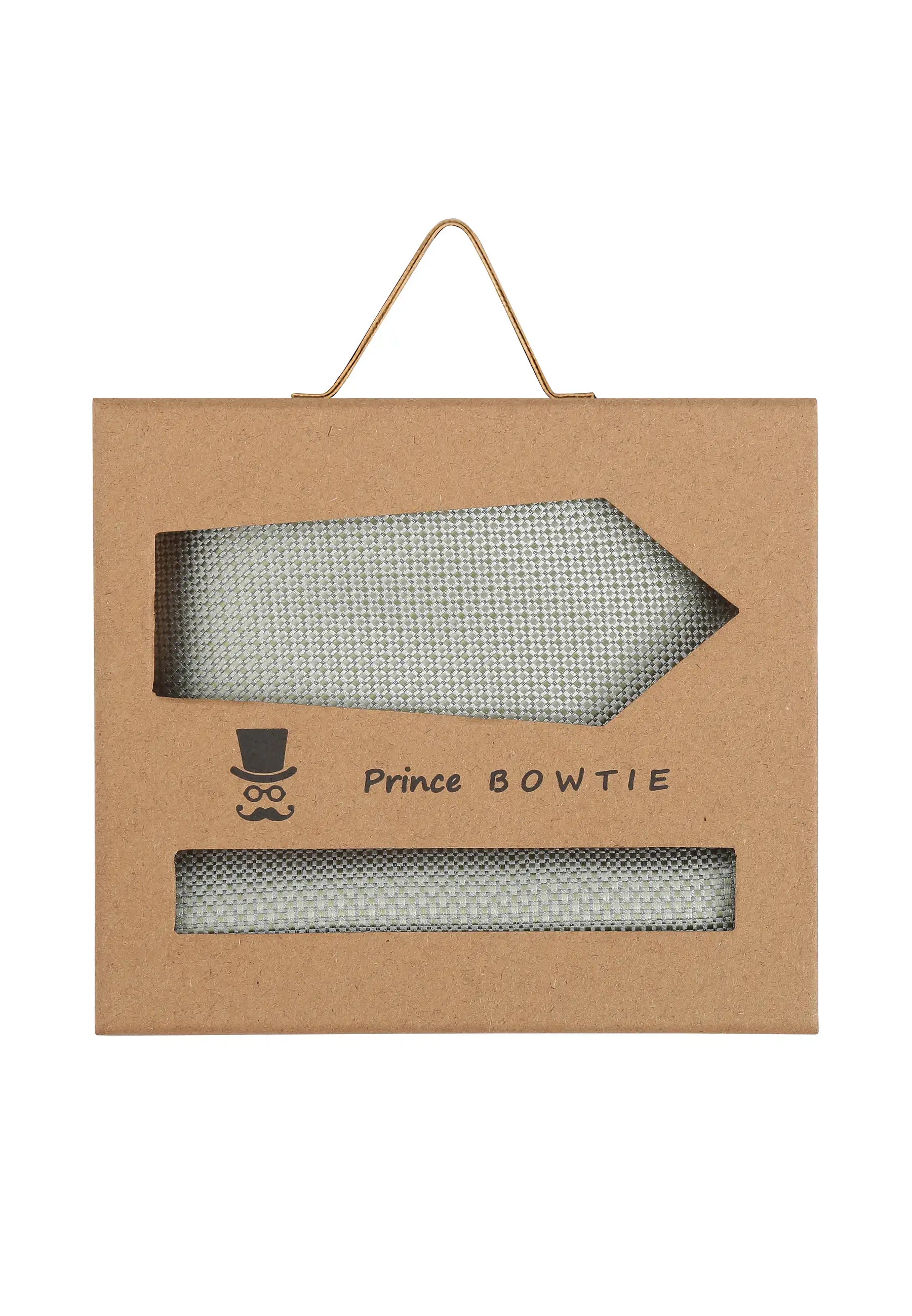(Mint) Krawatte Einstecktuch Set Herren Mikromuster Seide – Geschenkverpackung Prince Bowtie