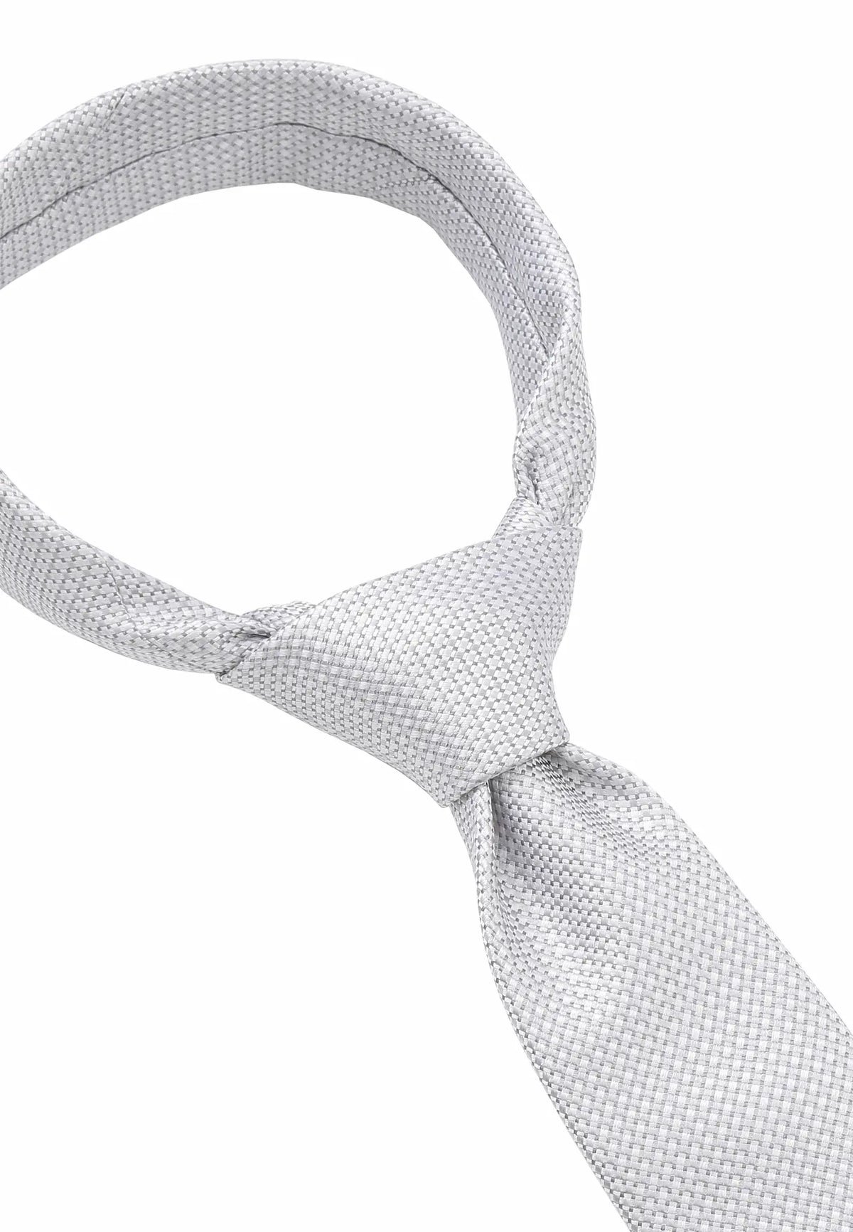 (Silber) Krawatte Mikromuster Seide – Knotendetail